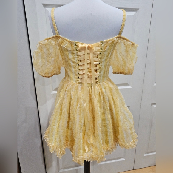 ~SOLD~Dolls Kill Sugar Thrillz SAMPLE Sense N' Sensibility Yellow Corset Dress S - Picture 8 of 14